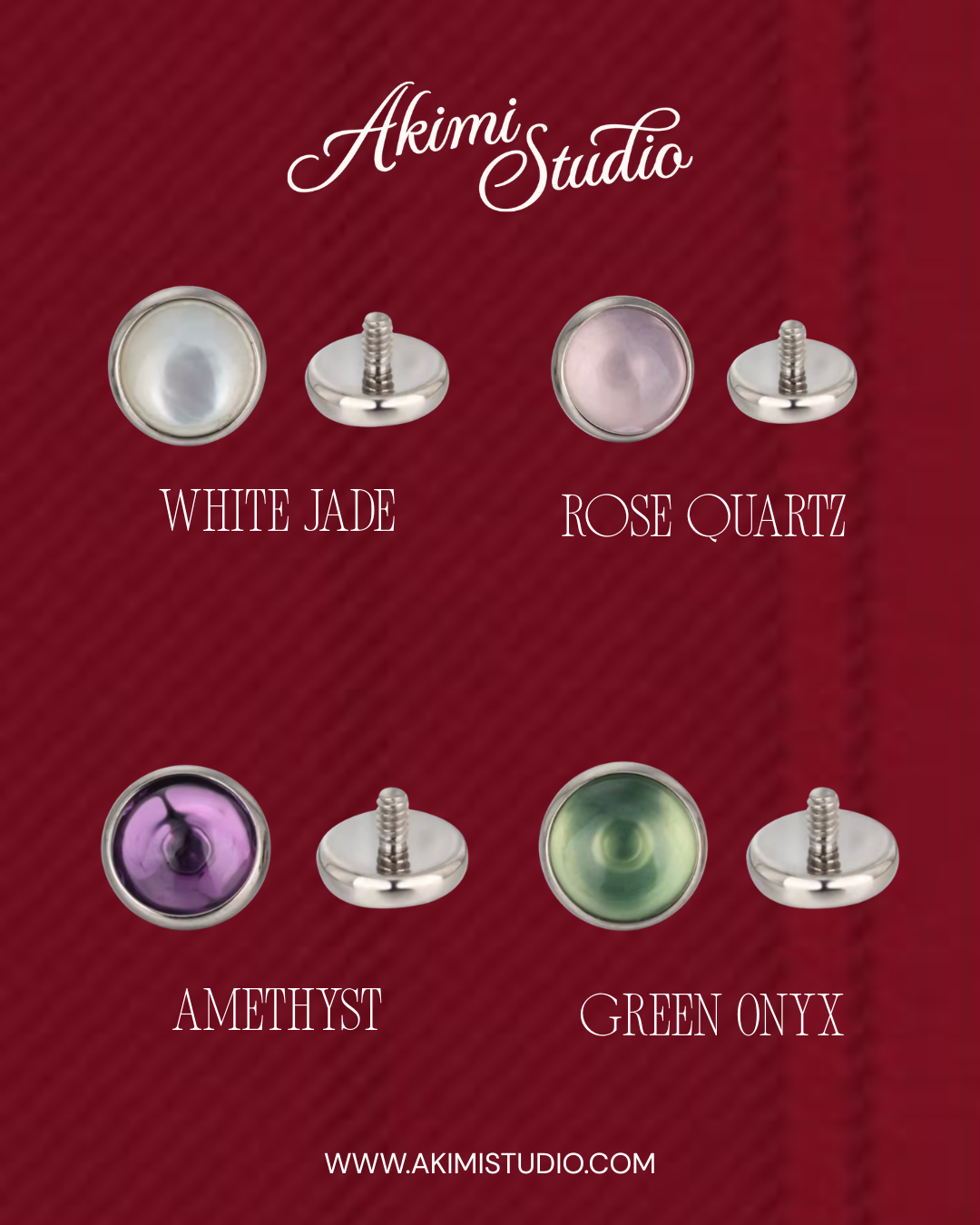 Vera - Cabochon Stone Ends • Implant Grade Titanium