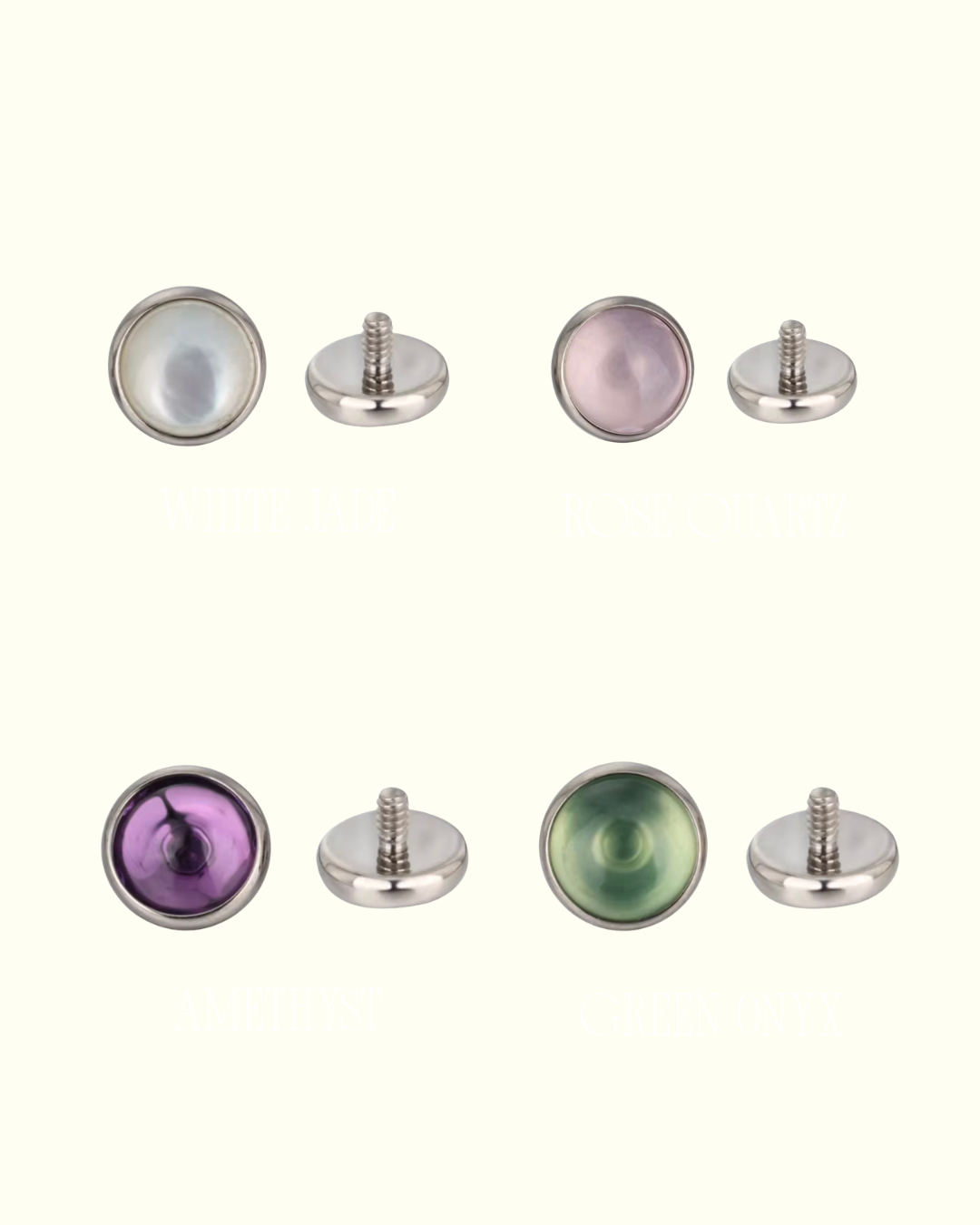 Vera - Cabochon Stone Ends • Implant Grade Titanium